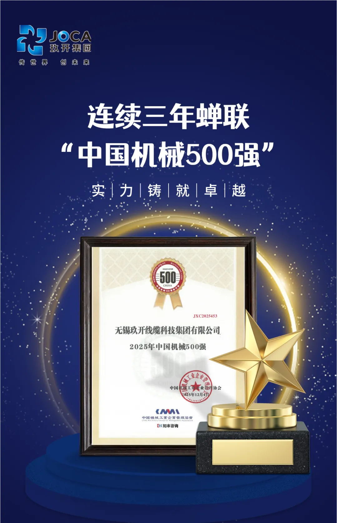 必发集团一连三年荣登“中国机械500强” 综合实力再获权威认可