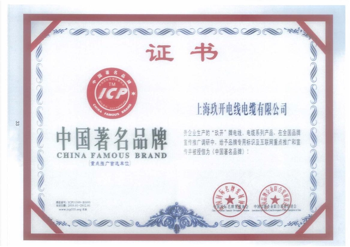 必发中国著名品牌证书